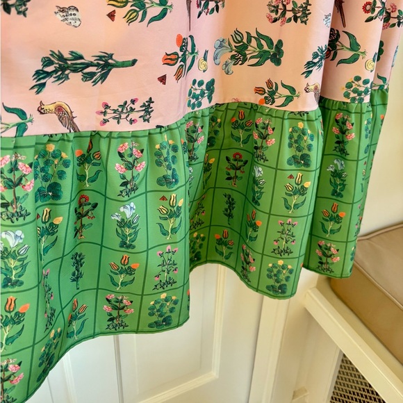 Pink and green botanical puff sleeve midi - Picture 7 of 8